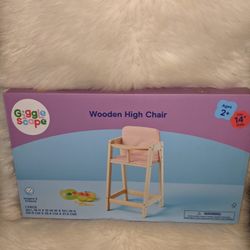 Doll Wooden High Chair New