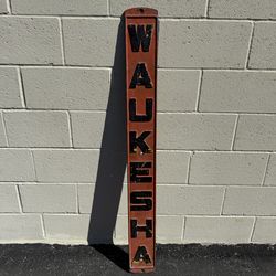 Vintage Waukesha Cast Metal Industrial Sign – Mid-Century