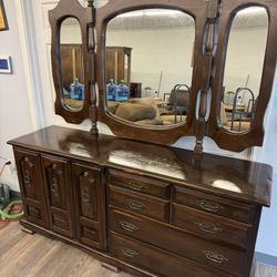 Nucal Lasting Furniture Dresser with Mirror | 10 Drawers | Solid Wood | Dovetail Joinery 