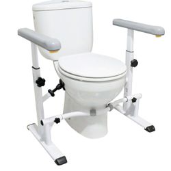 KMINA - Toilet Safety Rails for Seniors (330 lbs), Frame with Arms, Adjustable Height and Width, Grab Bars