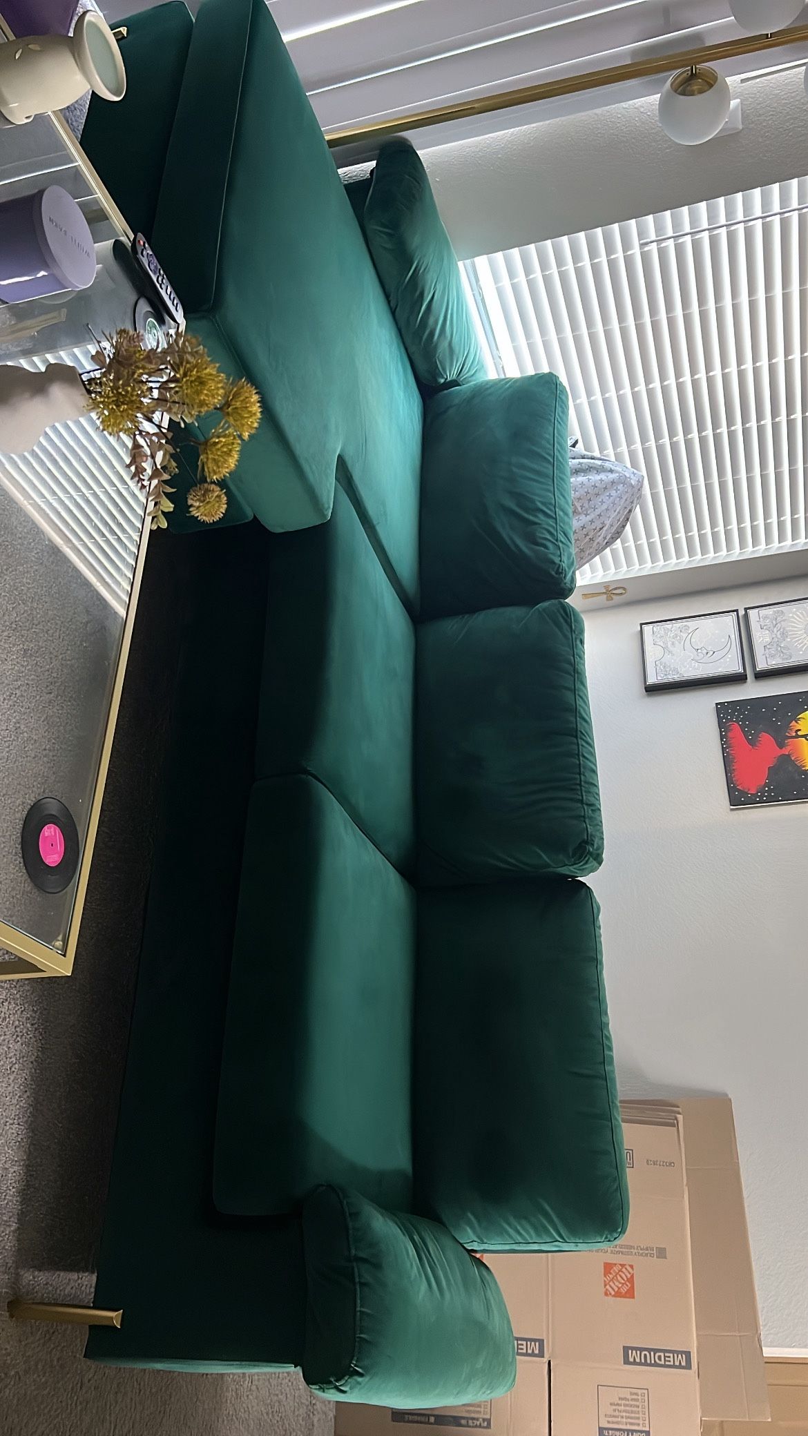 Green Velvet Sectional Couch
