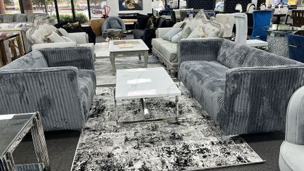 Brand New Beautiful Channel Tufted Soft Velvet sofa set on SALE