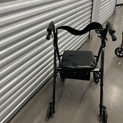Folding Walker with wheels, brakes and storage