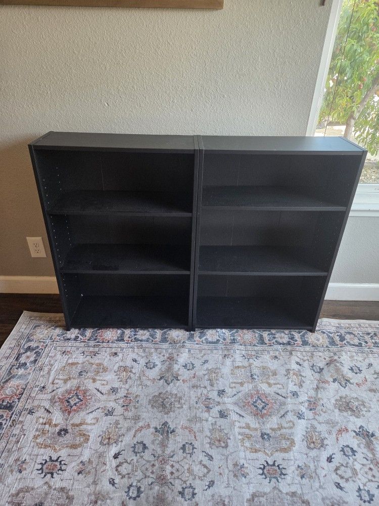 Set Of Black Bookshelves 