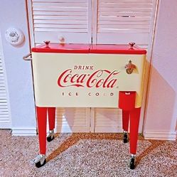 Leigh Country CP 98131 80 Qt. Coca-Cola Vanilla Embossed Metal Outdoor "Ice Cold" Cooler