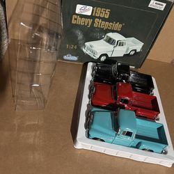 Diecast 1955 Chevy Trucks Sidestep 3 Pack1:24 Pickup  Chevrolet Sunnyside Metal