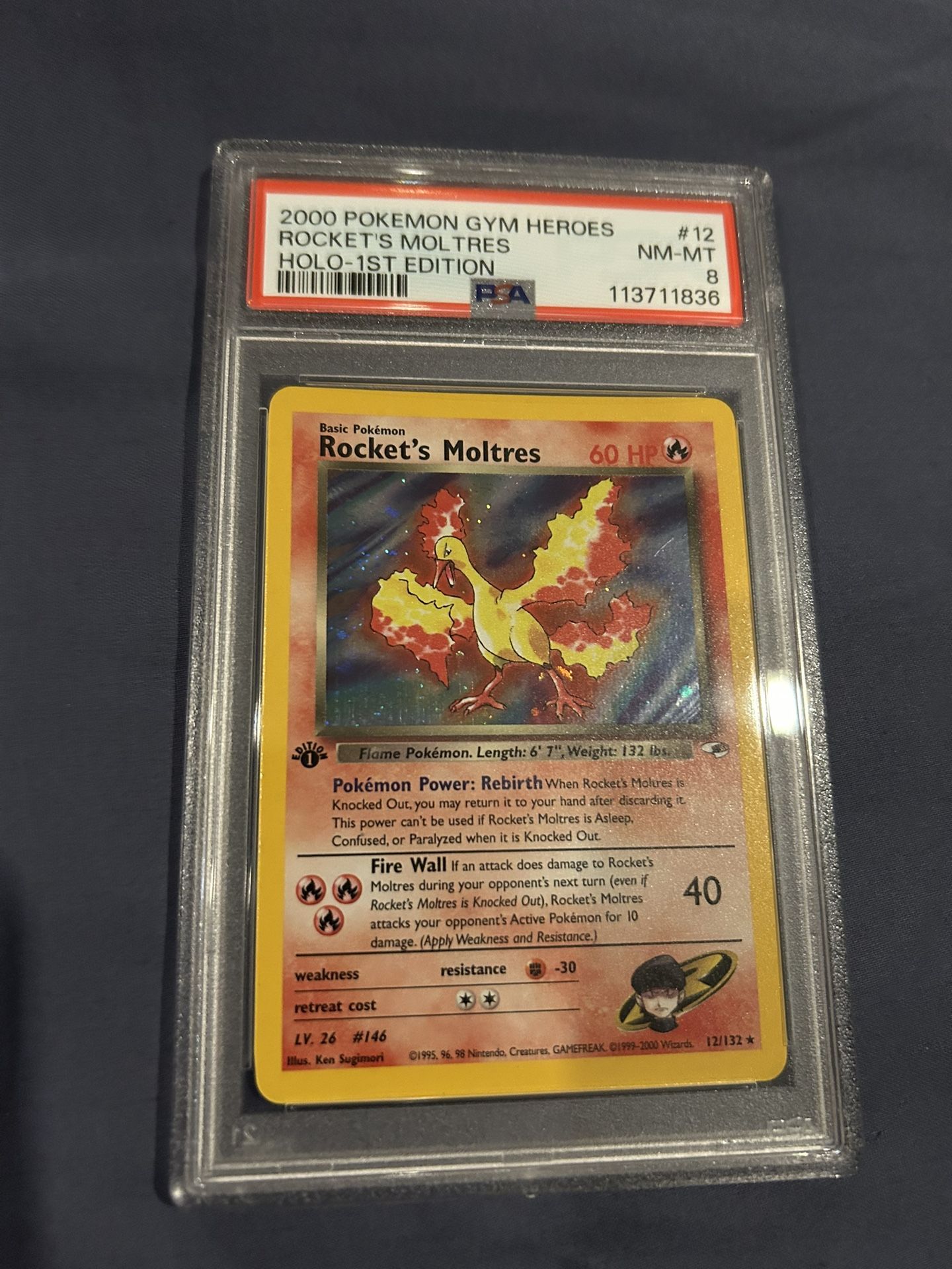 2000 Pokemon Gym Heroes Rocket Moltres HOLO 1st Edition #12 PSA8,All Products : American Fashion Style Bags On Sale