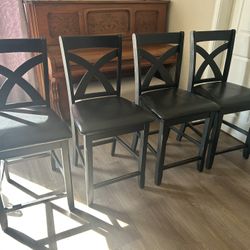 4 Black Pub Table Or Bar Chairs 