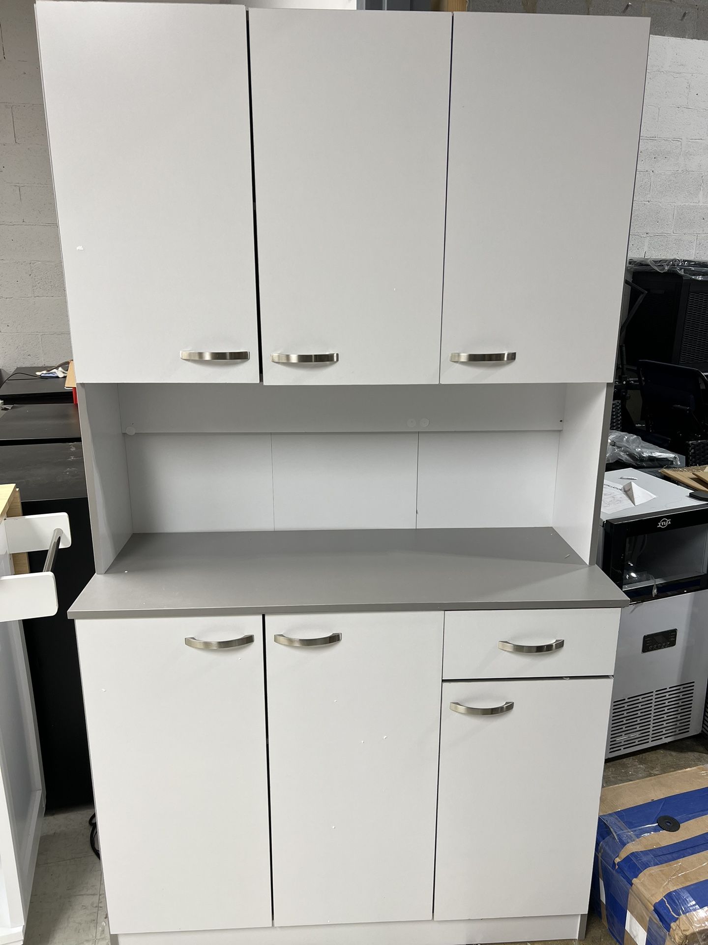 Brand New HOMCOM 71" Freestanding Buffet with Hutch, Kitchen Storage Cabinets, Pantry with 6 Doors, 3 Adjustable Shelves, and Drawer for Living Room, 