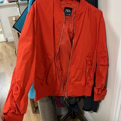 Orange Bomber Jacker Zara