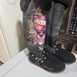 Ed Hardy Knee High Boots