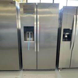 Whirlpool 36 in. 28.70 cu. ft. Full-Depth Side-by-Side Refrigerator in Fingerprint Resistant Stainless Finish with TruCool System / Scratch and Dent