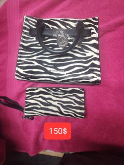 Michael Kors Zebra Satchel And Wallet