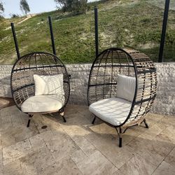 Two Outdoor Egg Chairs With Cover Included