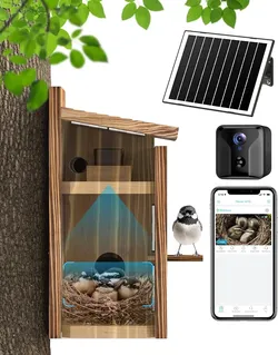 KinetCam Bird House with Camera Solar Powered,Isolated Camera Bay,Cedar
2K HD,Night Vision,Auto Detect, App Control,Wi-Fi Bird Watching for Outside Ne