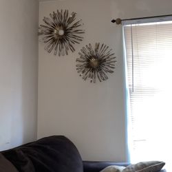 2 Gold Flower Mirrors