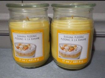 Set of 2 Ashland Banana Pudding 17 Ounce Glass Jar Candles