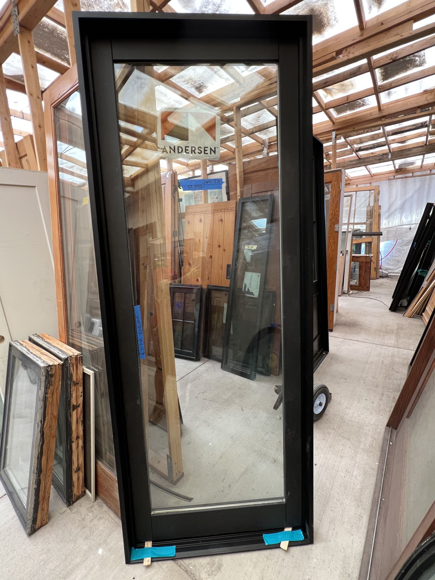 Anderson black glass door 37”x95 in swing