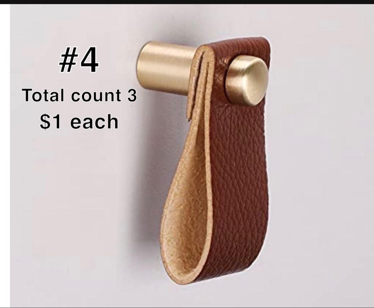 Brown Leather With Gold Cabinet Pulls
