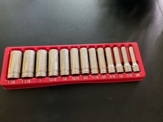 Snap On 13 pc 3/8” metrics deep socket set