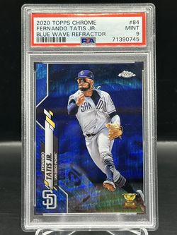 Fernando Tatis Jr 2020 Topps Chrome Rookie Cup Blue Wave Refractor /75 PSA 9 San Diego Padres