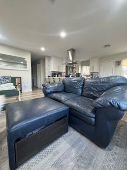 Leather Couch + Ottoman – Great Condition