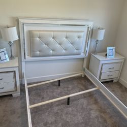 Queen bed Frame With End Tables