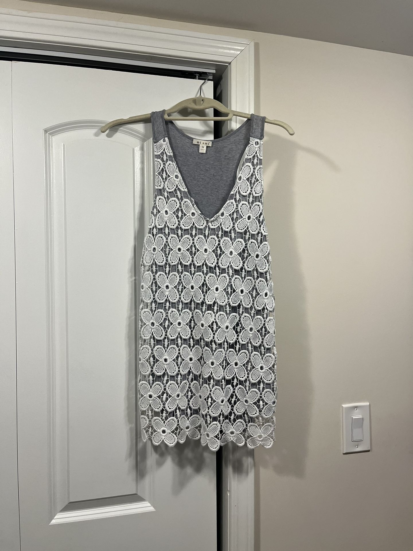 Get Ready For Summer Gray/ White CrochteTop