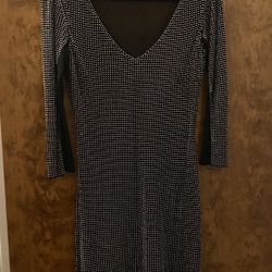 BEBE Long Sleeve Black Studded/beaded mid Length Size Small Dress 