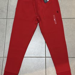 Brand New With Tags Men's Ralph Lauren Polo Double-Knit Red Black Jogger Pants Men’s Size Large L