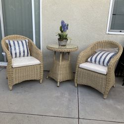 3 Pieces Wicker Woven Chat Patio Color: Tan 