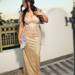 Gold Sparkly Prom Dress 