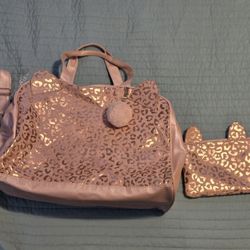 Pink Metallic Leopard Print Kitty Overnight Bag