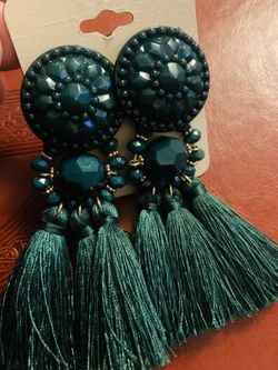 Green Tassel Earrings