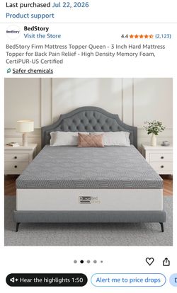 Barely Used Extra Firm 3 inch mattress topper