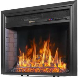 Description Barton Insert Electric Fireplace Flame Stove Adjustable Flame Timer Firebox Logs w/ Remote 95149