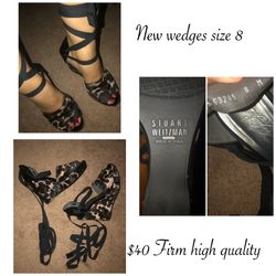New High Quality Wedges Size 8 With Strappy Lace $40 Firm 