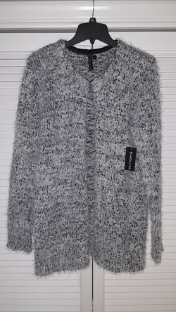 Allie & Rob fuzzy cardigan/sweater with hook and eye clasp, new with tags