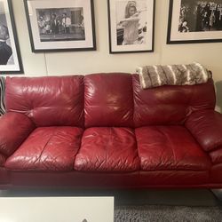 2 Red Leather Couches