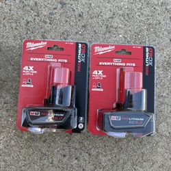 Milwaukee M-12 Red Lithium XC 6.0 Batteries. 2 PCS
