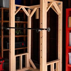 Custom Wooden Power Rack / Squat Rack – Heavy-Duty Home Gym Setup