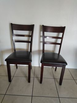 Solid Wood Chairs With Faux Leather Seats