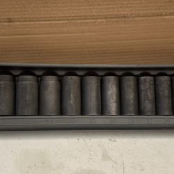 Snap-on Tools 10 pc 1/2" Drive 6-Point Metric Flank Drive® Deep Impact Socket Set (25-27 and 29-36 mm) 