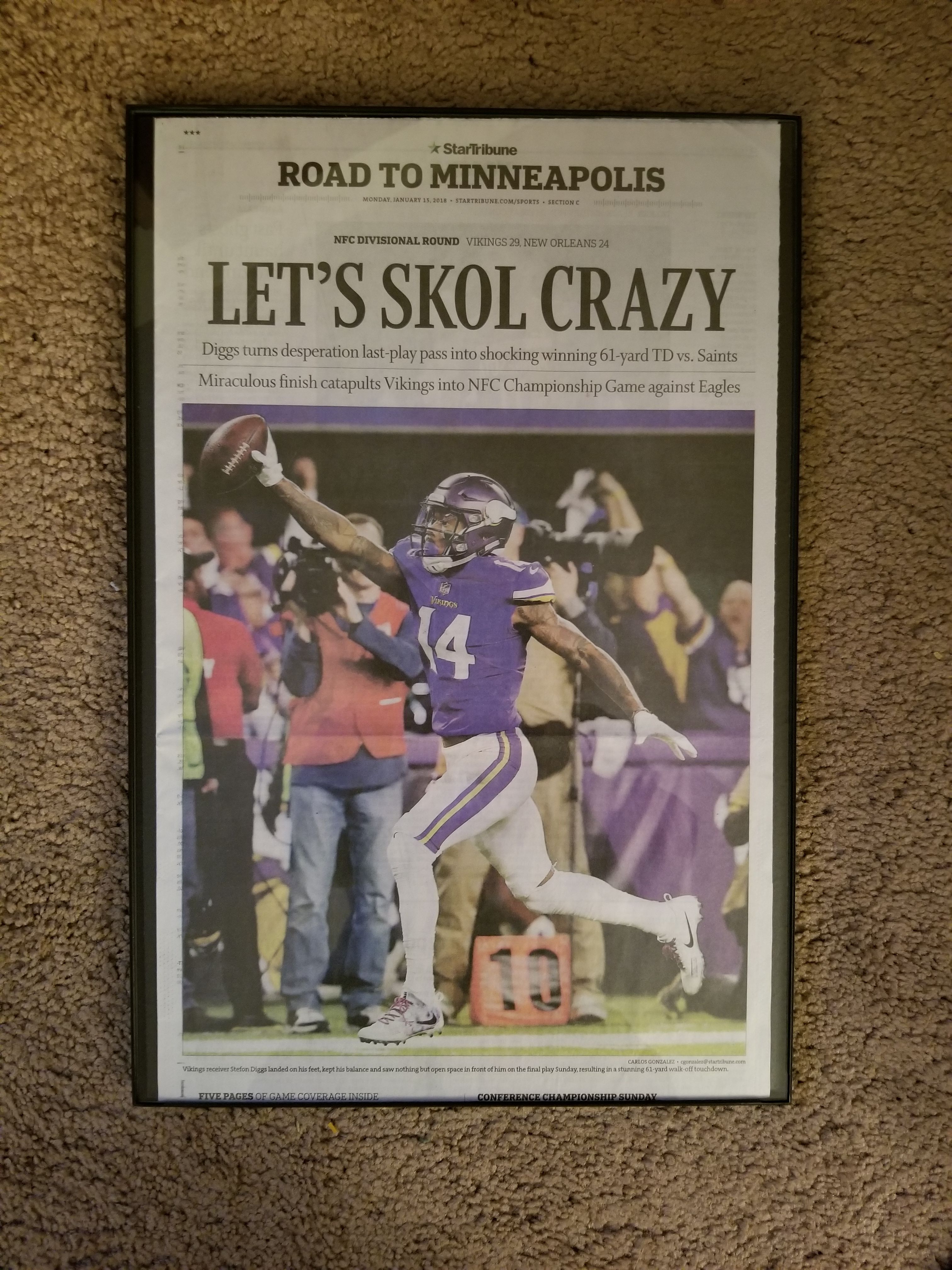 Minnesota Vikings - Framed Star Tribune Newspaper - Stefon Diggs