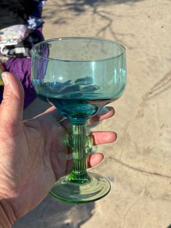 Blue green cactus margarita glasses