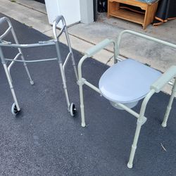 Portable Folding Walker And Toilet Chair
