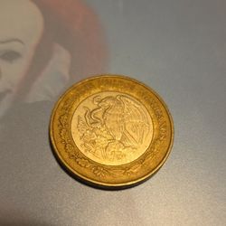 Mexico 10 Pesos 2001 Bi-Metallic Aztec Calendar Coin