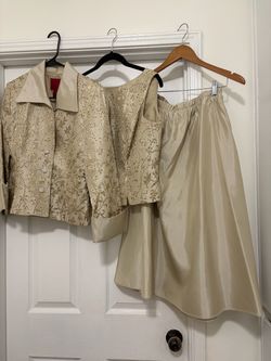 Three piece champagne, color, satin outfit Three piece champagne, color, satin outfit