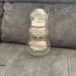 Clear Glass Snowman Christmas Holiday Canister Container Jar