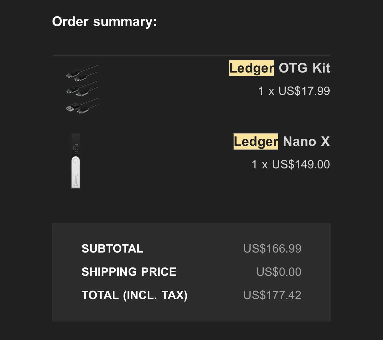 Ledger Crypto Hard Wallet